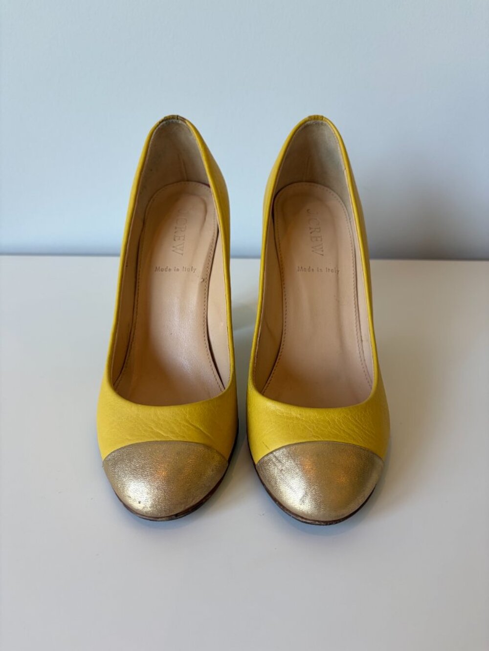 J.Crew Collection ETTA gold cap toe pumps MSRP $298